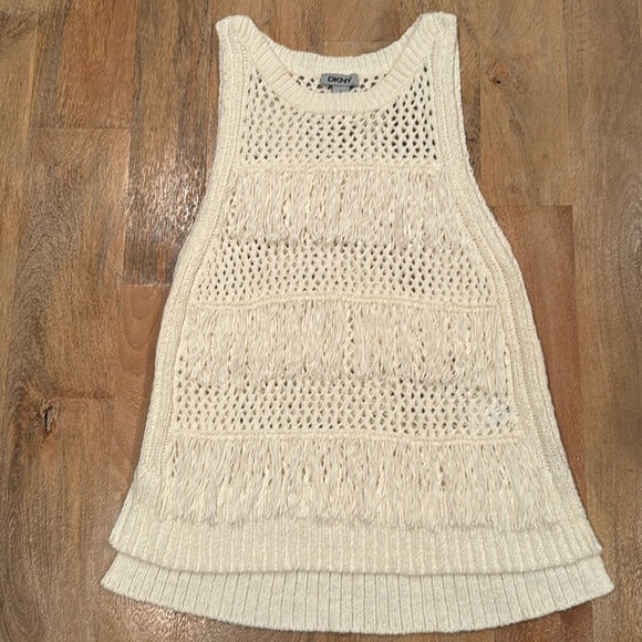 Dkny Sweaters - DKNY Crochet Fringe Sleeveless Festival Boho Sweater • Size Small